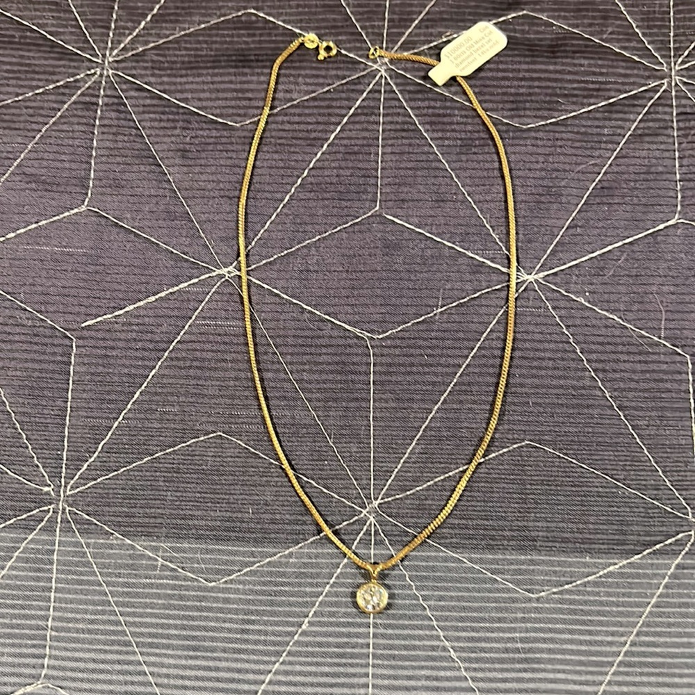 1.6 ct old mine cut Diamond bezel set pendant with 14k gold necklace